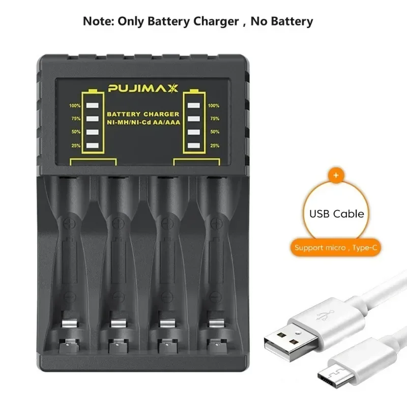 Зарядное устройство с индикатором для NiMH NiCd AA/AA аккумуляторов 1 2 В USB C микроразъем