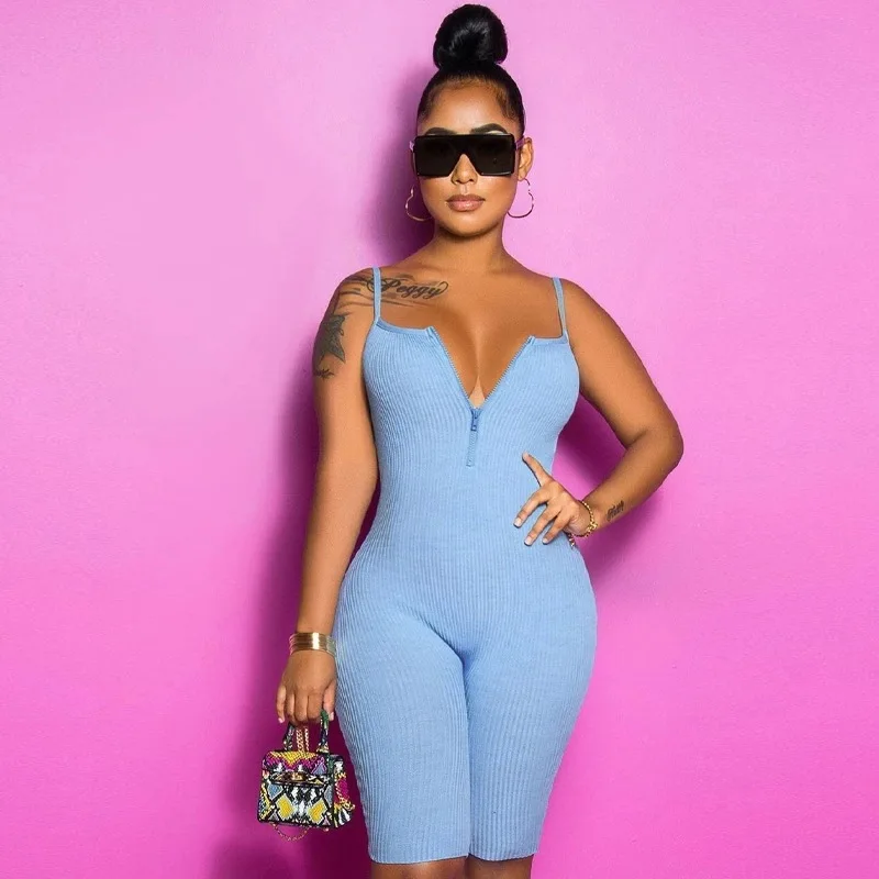 

Y2k Tie Dye Romper Sleeveless Sports Jumpsuits Clothes Comfortable Zipper V Neck Pure Color Playsuist Fashion Bodysuits Women