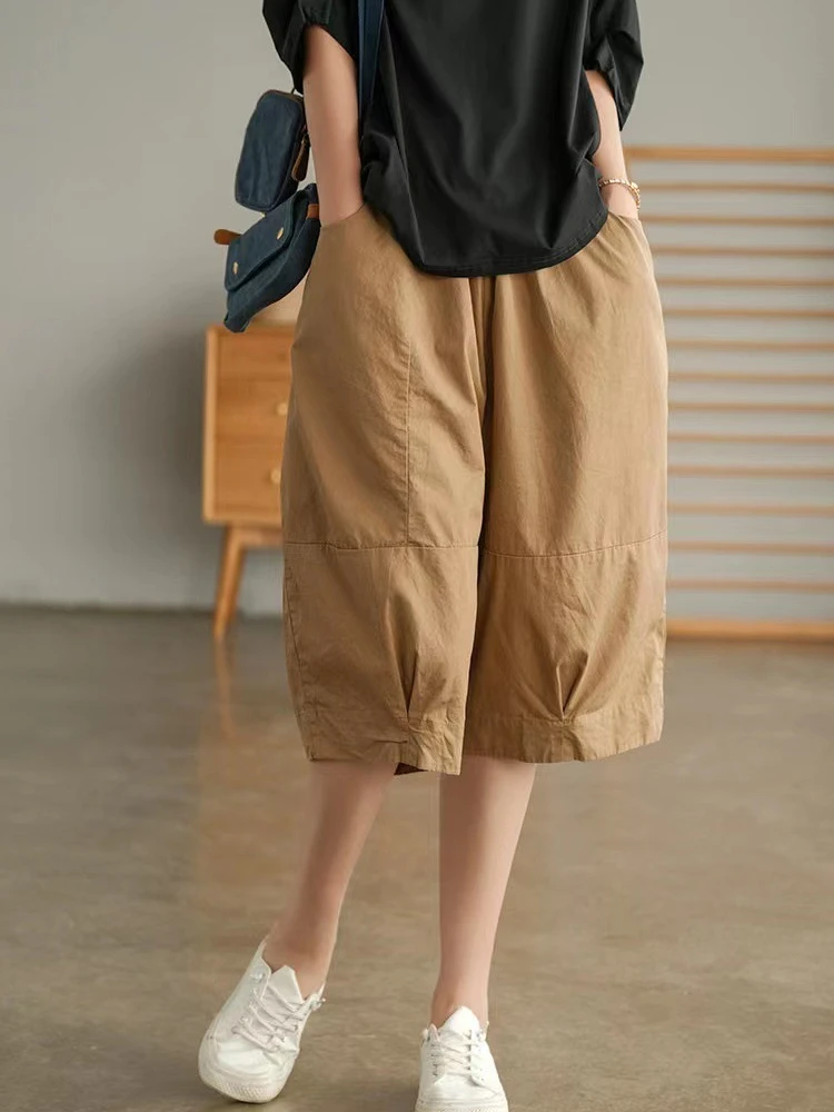 

Five Points Casual Straight Pants Women's 2022 New Fashion Foreign Style Fat MM Cotton and Linen Shorts Summer Loose Pants Women