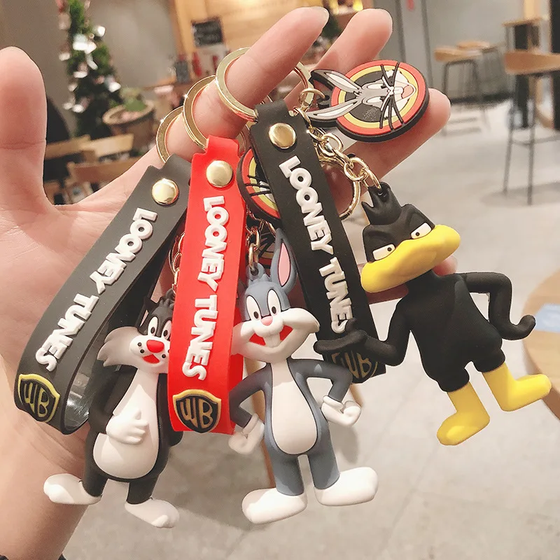 

Disney Anime Cartoon Bugs Bunny Figures Toys Pendant Car Keychain Dolls Creative Cute Keyring Children Birthday Gift