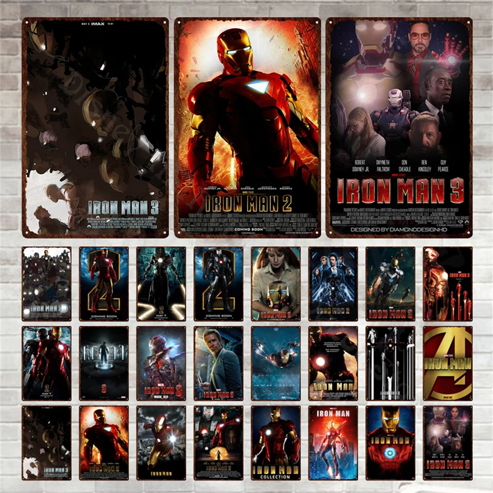 

Marvel Iron Man Metal Sign Vintage Wall Stickers Avengers Superheroes Metal Poster Shabby Man Cave Plaque Wall Decor Tin Plate