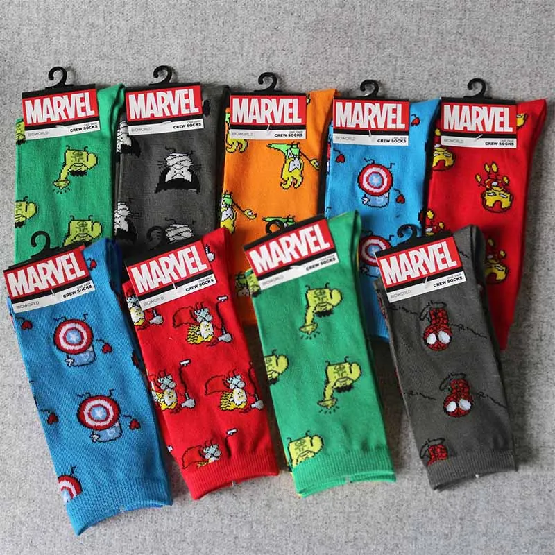 

Hot Sale Comics Hero General Socks cartoon Iron Man Captain America Knee-High Warm Stitching pattern Antiskid Casual men Sock