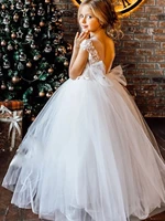 white flower girl dresses for wedding tulle appliques sleeveless princess ball gown toddler pageant gown first communion dresses