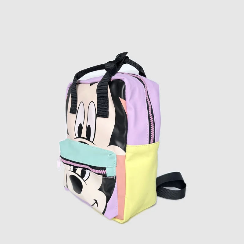 Disney Mickey Mouse Shoulder Backpack Students PU Leather Frosted Texture Spelling Color Printing Children's Shoulder Backpack