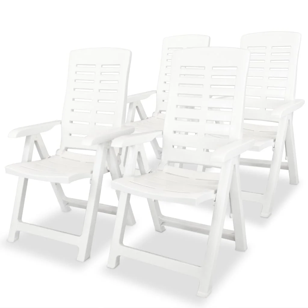 

Garden Reclining Chair of 4, Plastic Outdoor Seat Chair, Patio Furniture White 60 x 61 x 108 cm