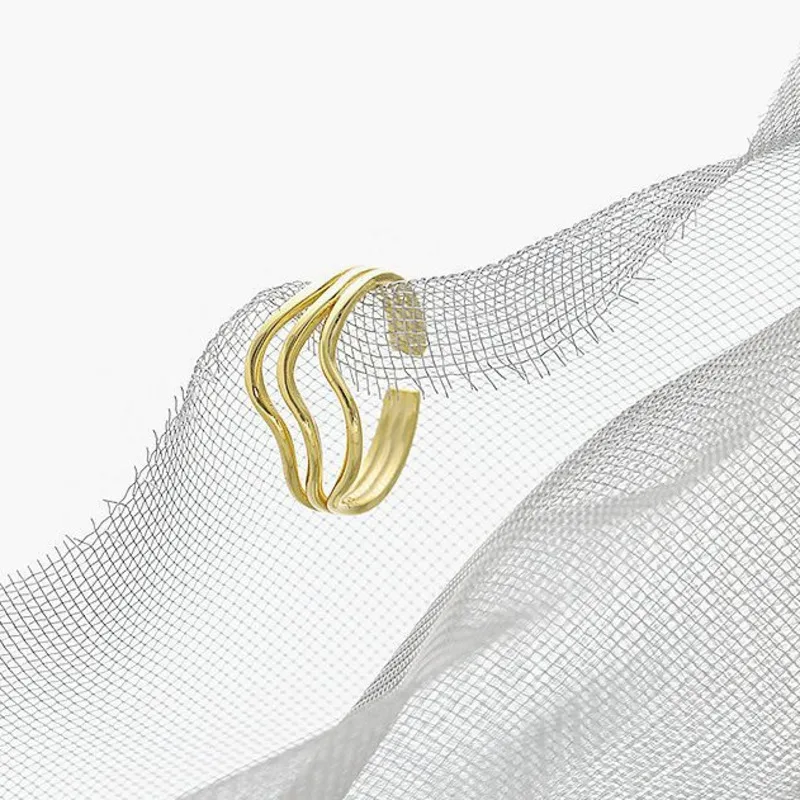 Женское многослойное кольцо из серебра 925 пробы регулируемое |