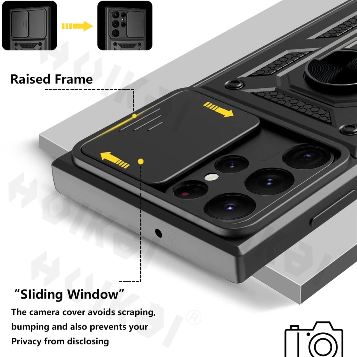 lens protection shockproof phone case for samsung galaxy s22 ultra s21 note 20 ultra s21 fe a53 a73 metal magnetic ring bracket free global shipping