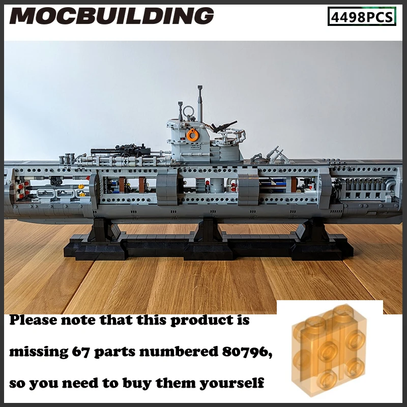 Строительные блоки MOC модель U-лодки Военная серия масштаб 1:55 сделай сам подарок