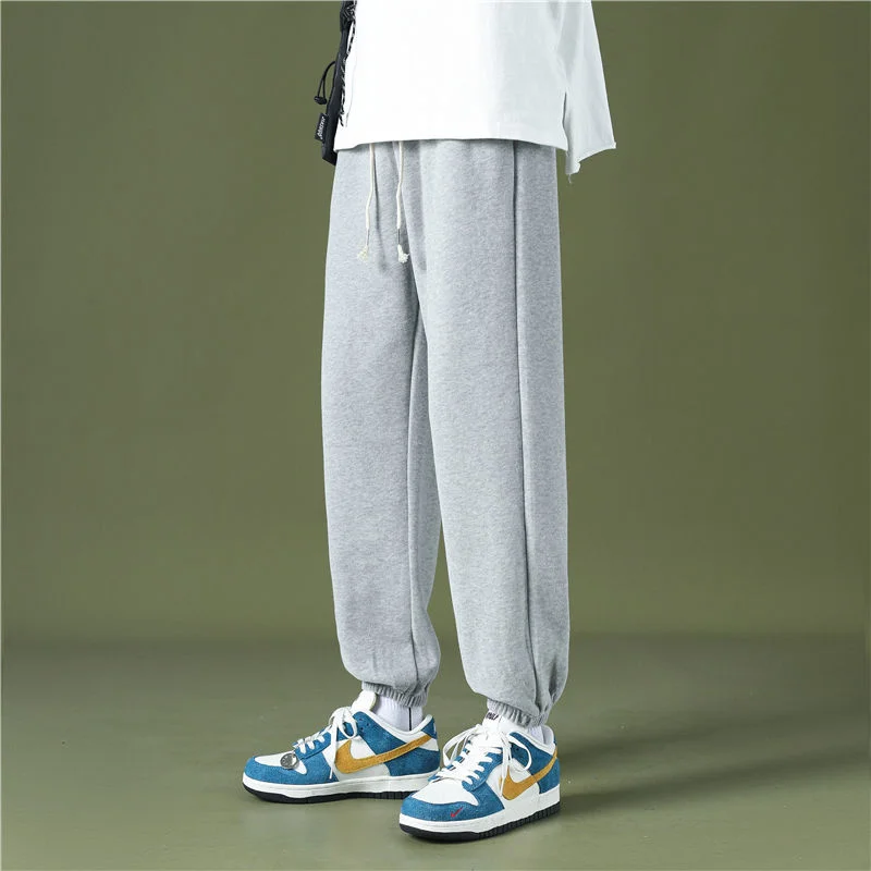 

Summer Casual Pants Men Fashion Light Grey/Black Sweatpants Men Streetwear Loose Joggers Track Pants Mens Straight Trousers