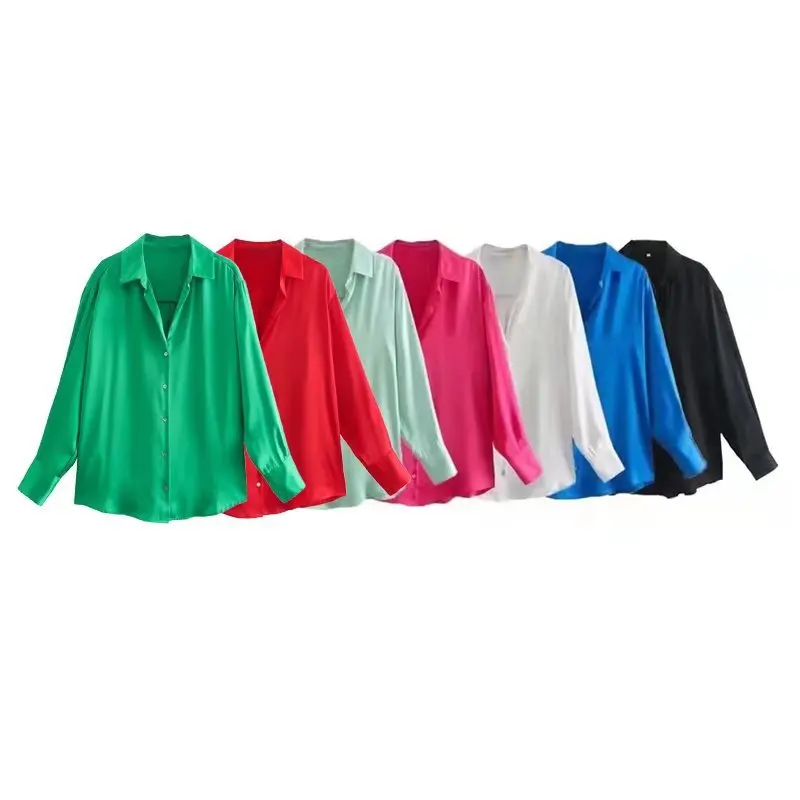 

Женская рубашка-поло с длинным рукавом, однотонная Повседневная рубашка-кардиган в европейском и американском стиле, весна