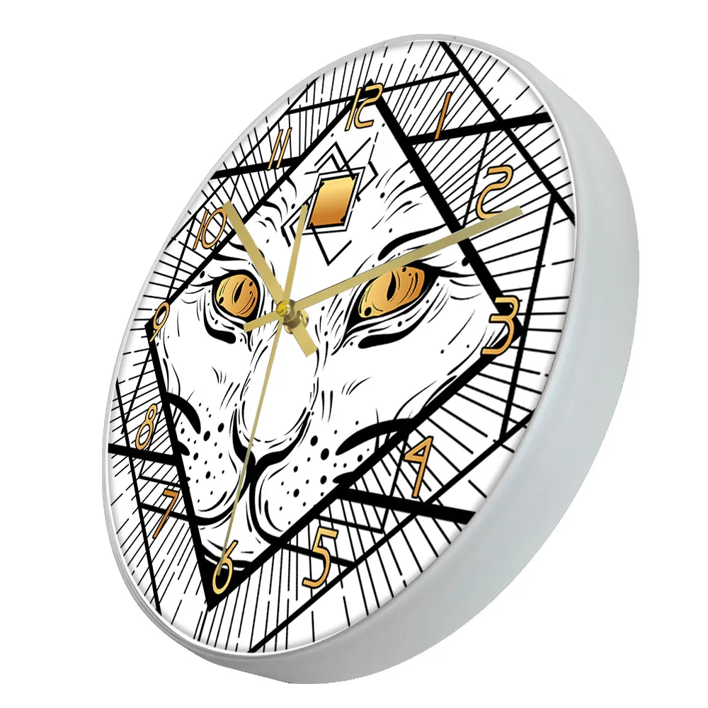 Темная колдовская кошка с тремя глазами декоративные настенные тату часы стиль