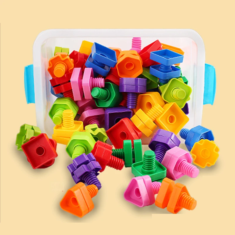 

10/20/30 Pairs Baby Screw Building Blocks Detachable Assembly Plastic Insert Blocks Nut Shape Toys for Children Montessori Toys