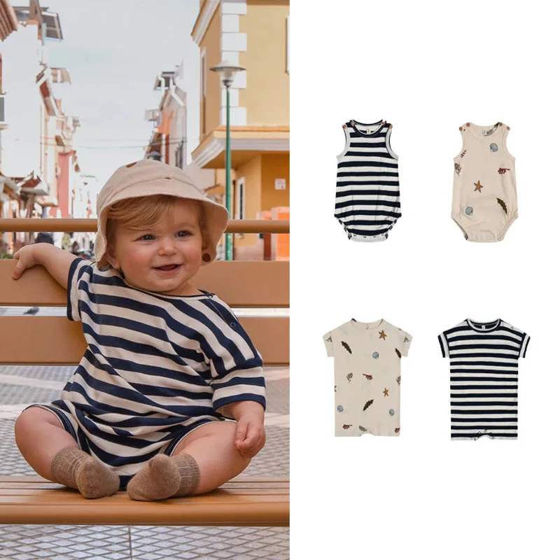 

Per-sale 2022 OZ Summer Boys Clothes Cartoon Print One-Pieces Baby Girls Rompers Kids Summer Clothes Boys Graphic Rompers