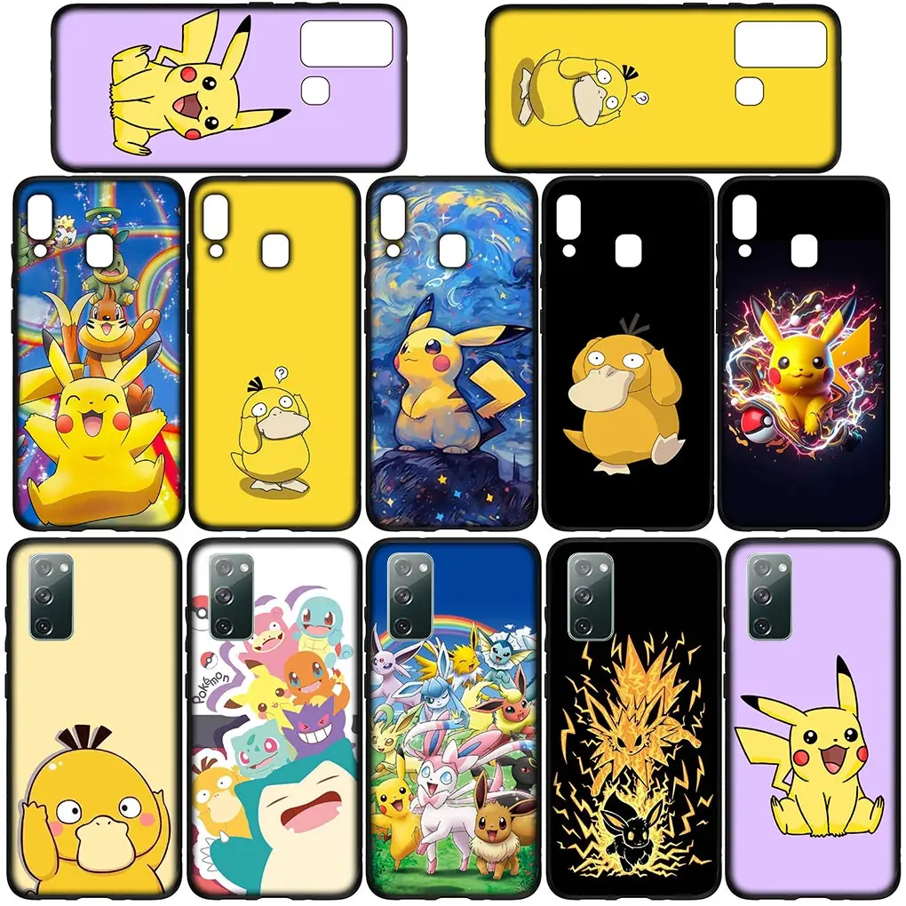 Мультяшный чехол P-Pokemons Psyduck P-Pikachus для Samsung Galaxy S24 S23 Fe Ultra A55 A35 A24 A15 A05 M55 M15 Plus A02 A03 A70 S7