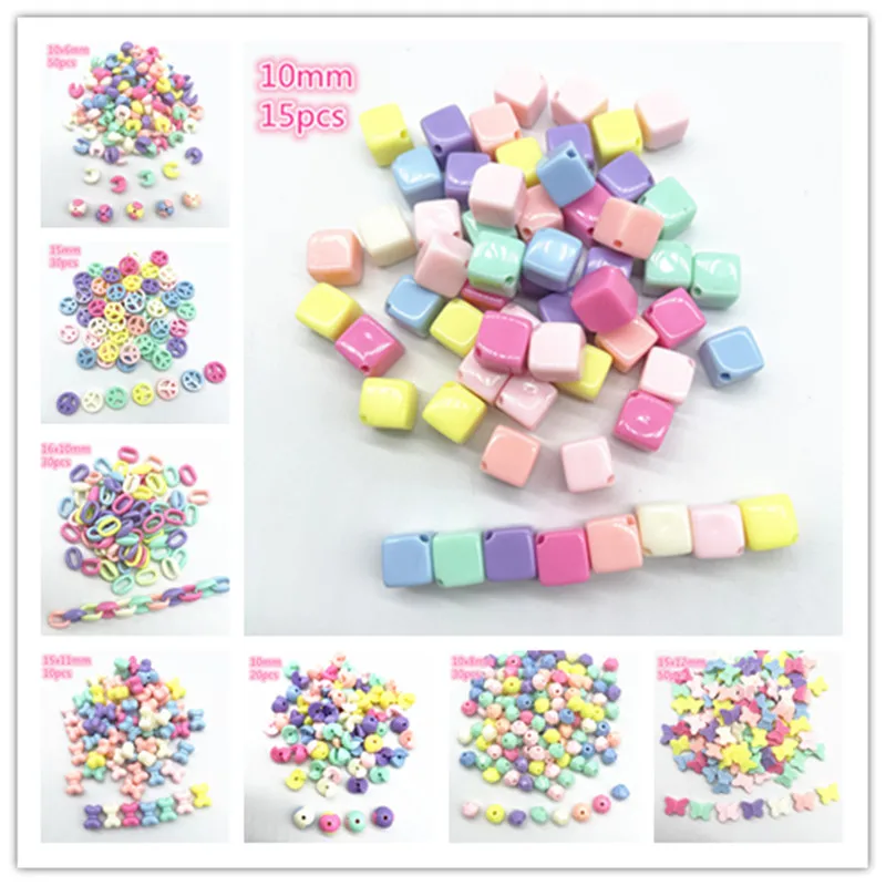 

New All Kinds of Shape Colourful Acrylic Loose Spacer Beads for Jewelry Making DIY Beaded Material Early Education Accessories