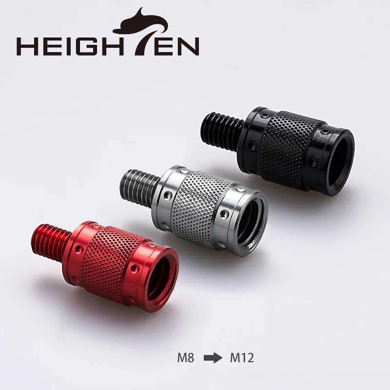 HEIGHTEN Landing Net Handle Connector 8mm/12mm Thread Adapter Fishing Tackle Aluminum Alloy