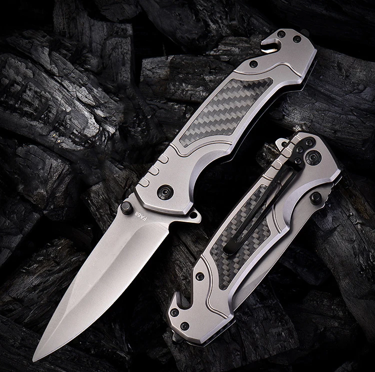 

New Tactical Folding Knife Carbon Fiber Steel Handle Outdoor Camping Survival Safety Defense Pocket Military Knives EDC Tool