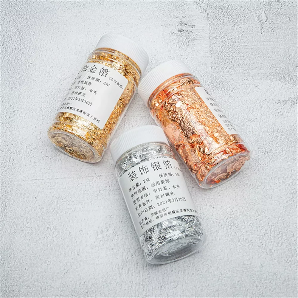 

2022 Gold Leaf Stickers Scrapbooking Material Nail Stickers Christmas Cake Decor Not Edible Bottled Fragment Decoration For Bir