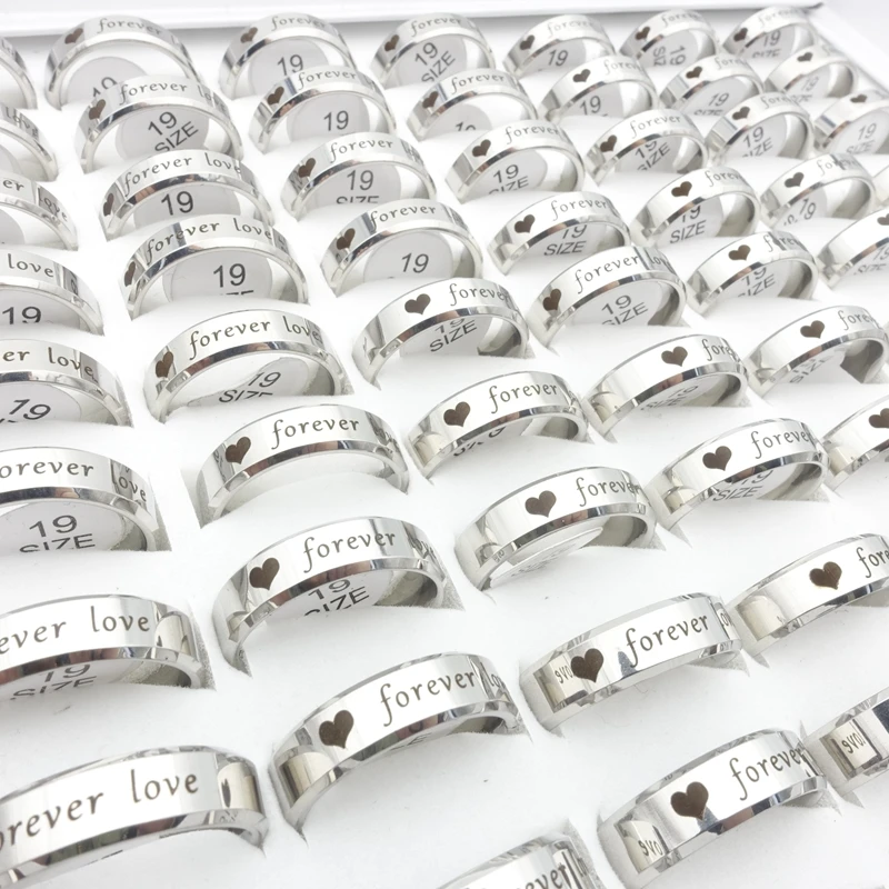 

Wholesale 20pcs Forever Love Rings For Women Men Stainless Steel Couple Lover Fashion Jewelry 6MM Smooth Party Gift Wedding Band