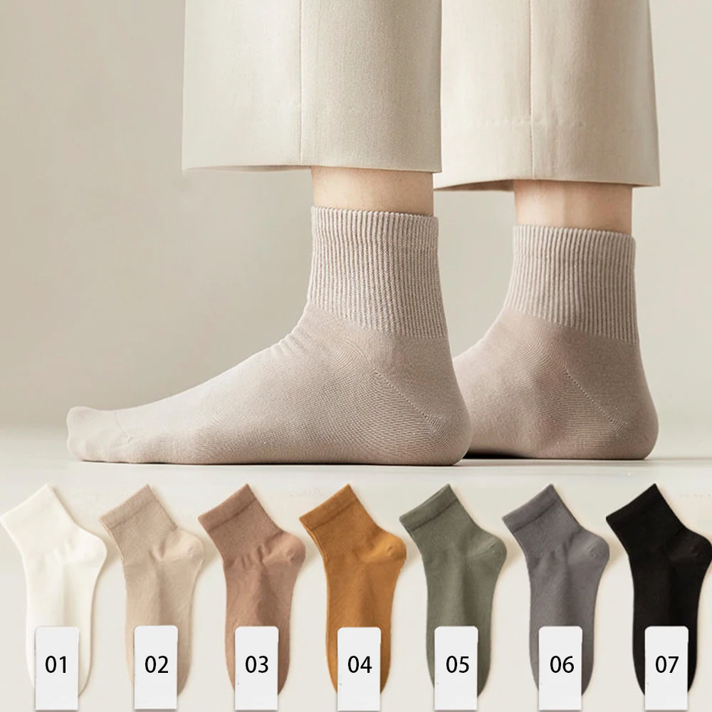 5Pair Men Cotton Socks Business Casual Low Tube Soft Simple Fashions Sports Socks Solid Color Harajuku Deodorant Long Socks Gift