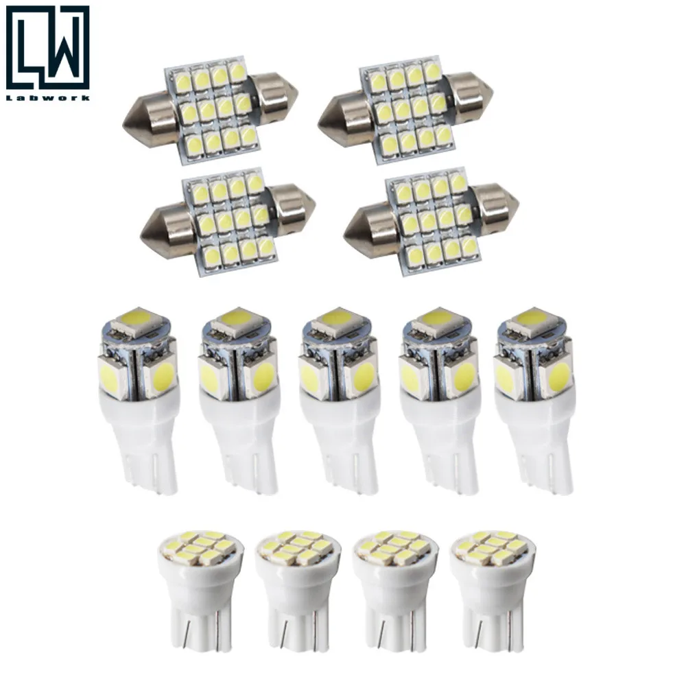 

13x Pure White LED Lights Kit for Dome License Plate Lamp Bulbs Interior Package