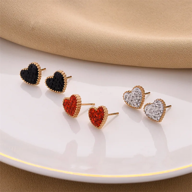 

Stainless Steel CZ Heart Earring Stud for Women Girls Cute Cubic Zircon Love Earring Stud Jewelry Gift Party Wedding