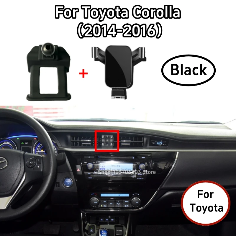 

Автомобильный держатель для телефона для Toyota Corolla 2014, 2015, 2016, автомобильное крепление с поворотом на 180 °, воздушный выход, датчик гравитации, подставка для телефона, автомобильные аксессуары