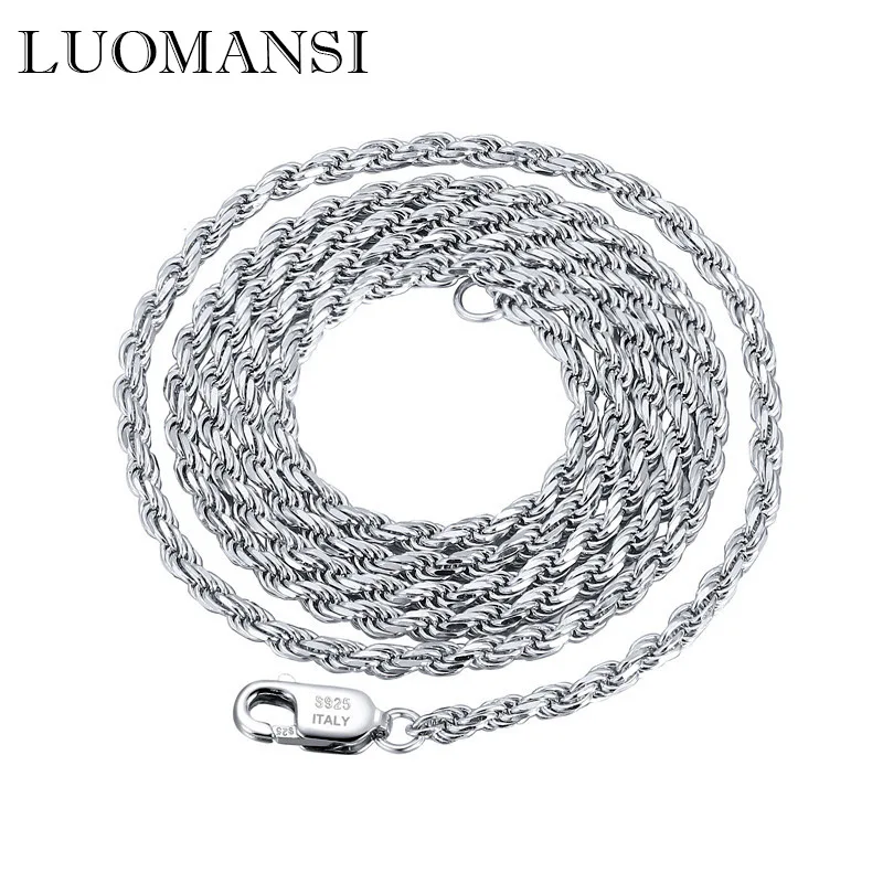 

Luomansi Twisted Twisted Rope S925 Sterling Silver Men Necklace 3.3MM Wide Jewelry Wedding Party Birthday Gift