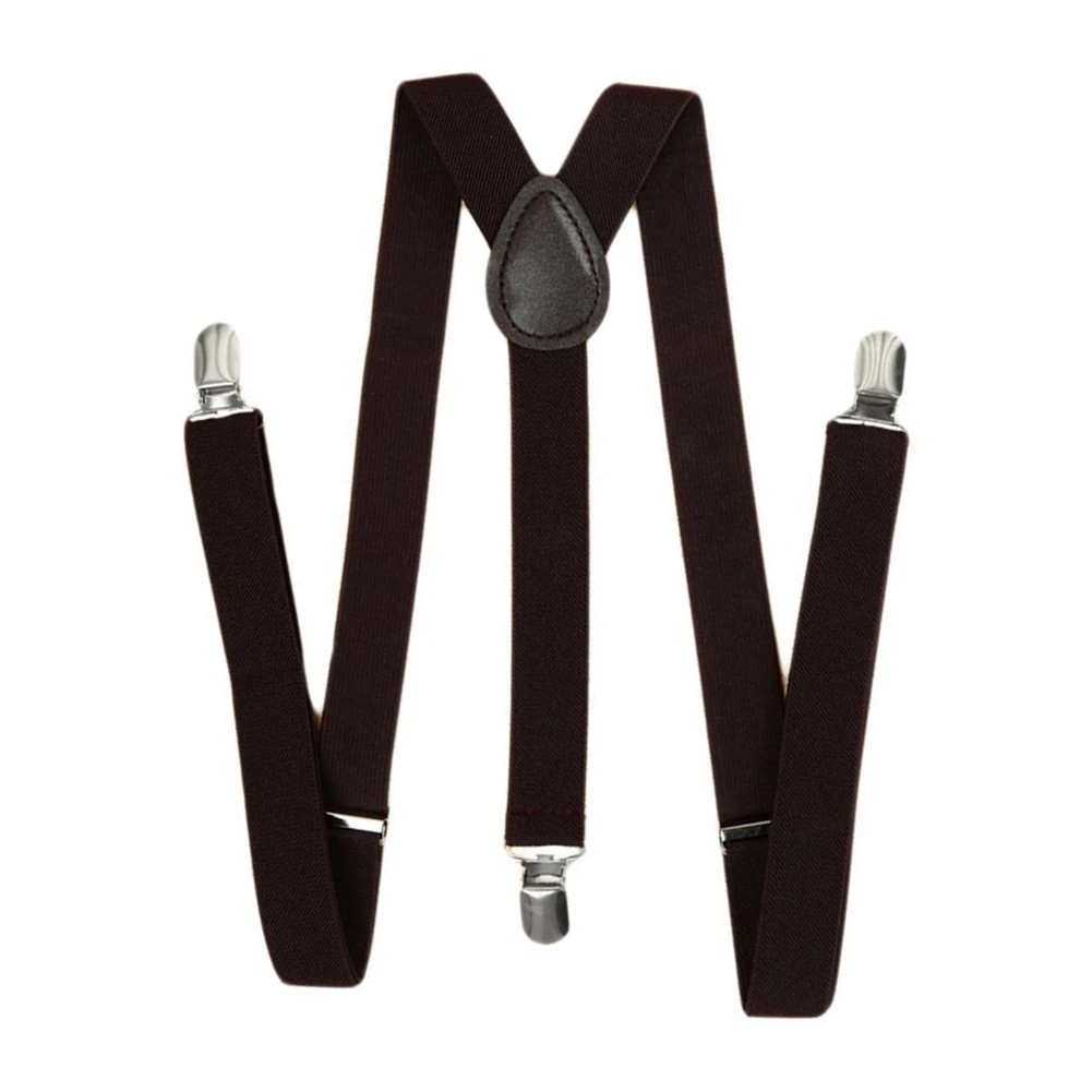 

Unisex Clip on Suspender Elastic Y-Shape Back Formal Adjustable Braces, coffee