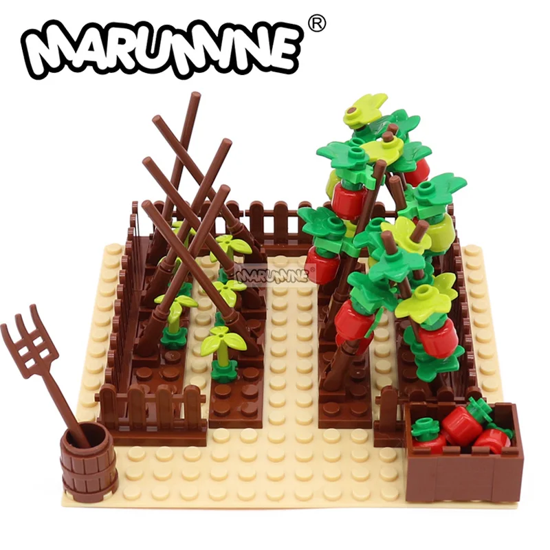 

Детали для конструктора Marumine Farm, садовый помидор, 112 шт., аксессуары MOC для усадочных растений, модель игрушек, креативный набор кирпичей, подарок