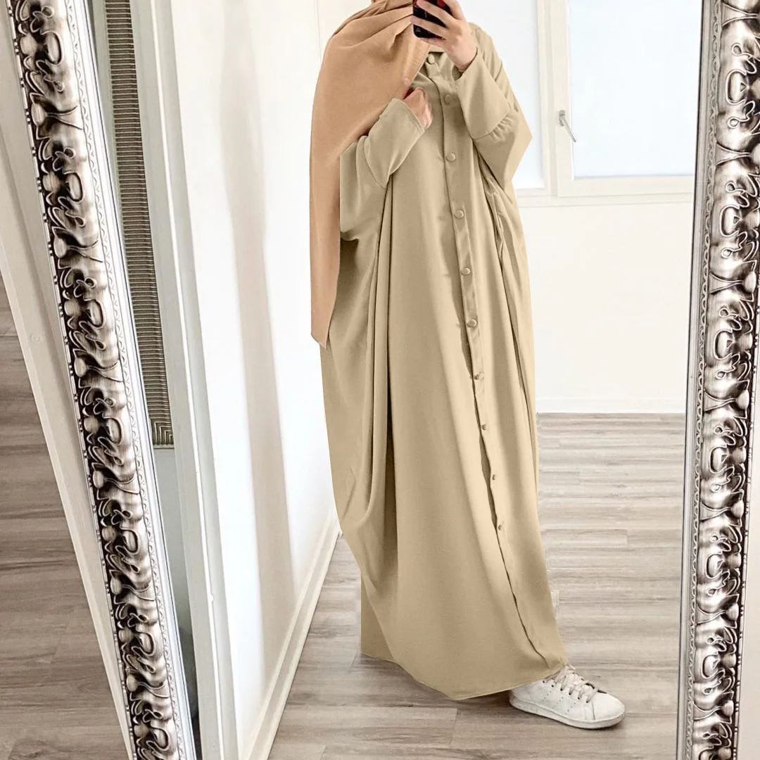 Модное женское платье Рамадан, цельный молитвенный халат, длинный кафтан, скромная мусульманская одежда Дубая, ИД