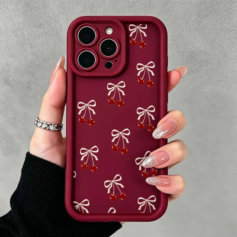 Изысканный чехол с вишневым узором для Apple iPhone 17 Air 16 15 14 13 12 11 Mini Plus Pro Max, чехол-накладка для телефона (art.: 3920dbb6dc544) - 3920dbb6dc544