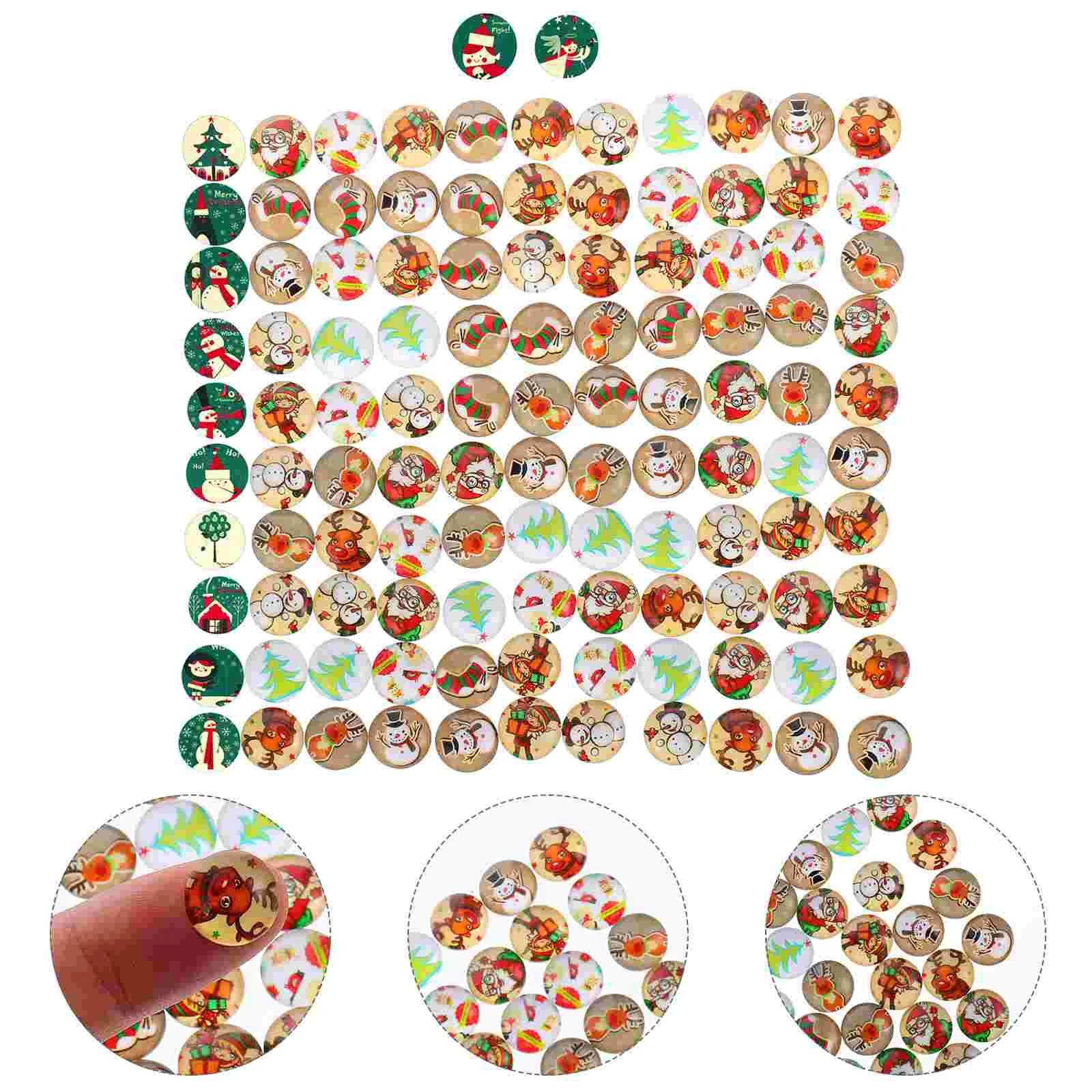 

Glass Christmas Flatback Beads Patch Dome Jewelrymaking Flat Gemstone Mosaiccharm Stickers Round Sticker Supplies Button Snowman