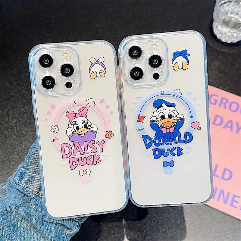 Прозрачный чехол для телефона Magsafe с милой Дональдом Даком и беспроводной