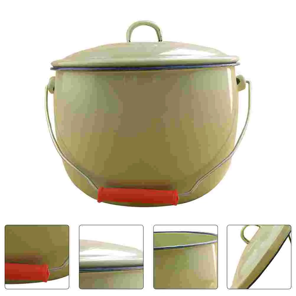 

Rice Grease Enamel Storage Container Bowl Bucket Bin Airtight Holder Canister Can Oil Keeper Basin Serving Box Metal Mixing