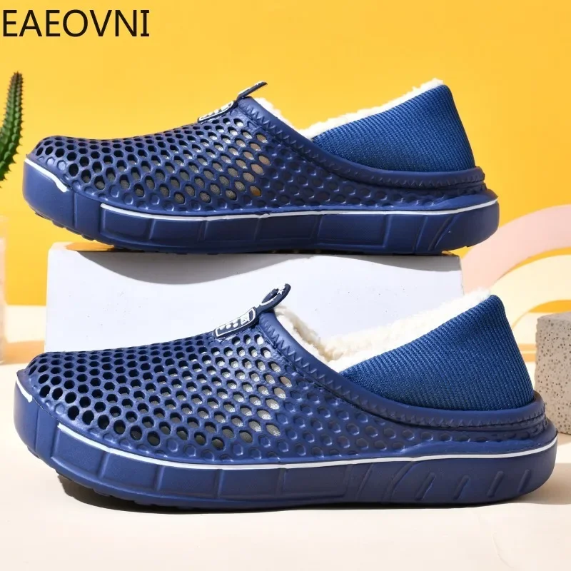 Модные зимние мужские хлопковые тапочки EVA домашние для мужчин повседневная