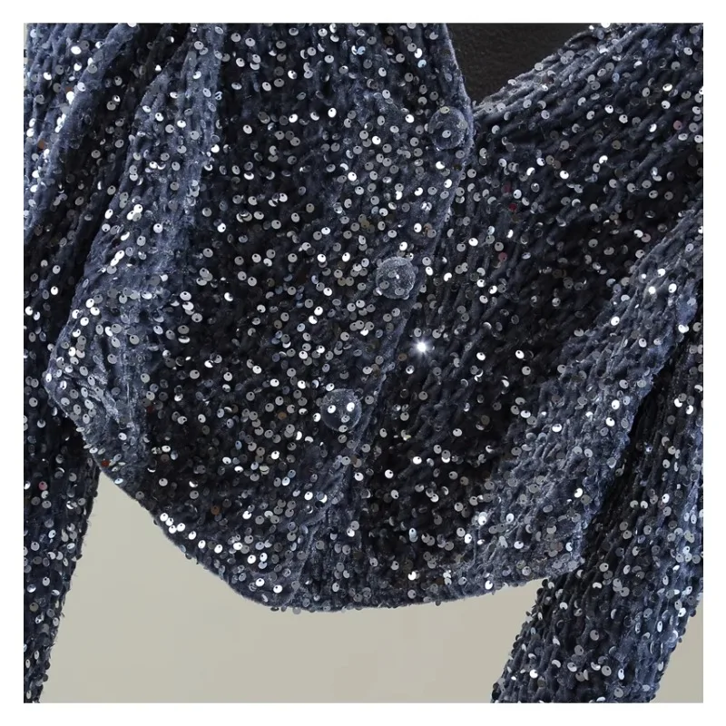 Осень и зима новый высококачественный короткий красный бархатный топ с