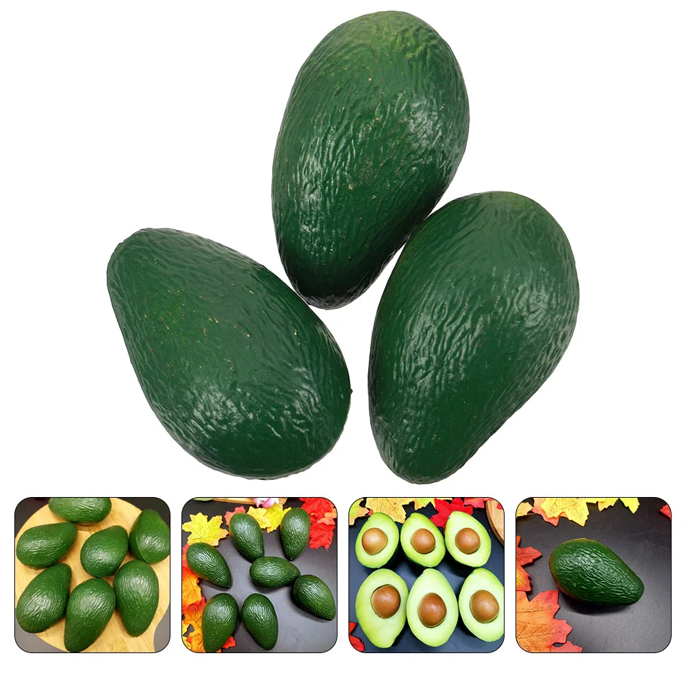 

3 Pcs Dining Room Table Decor Fake Food Realistic Fruit Artificial Fruits Decoration Lifelike Faux Plastic Avocado Decorations