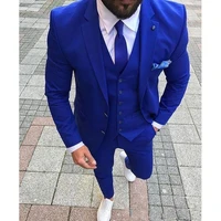 royal blue wedding tuxedos suits slim fit bridegroom for men 3 pieces groomsmen suit male formal business jacketvestpants