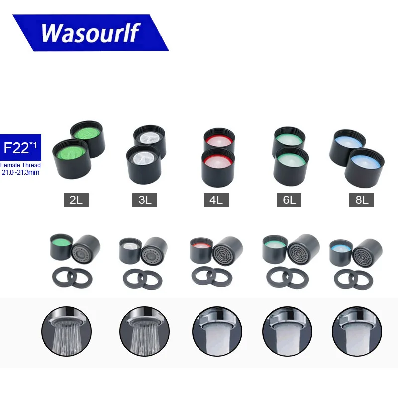 Водосберегающий аэратор для крана Wasourlf, Черный Сменный барботер для ванной комнаты, M16, M18, M20, с наружной резьбой, 2 шт.