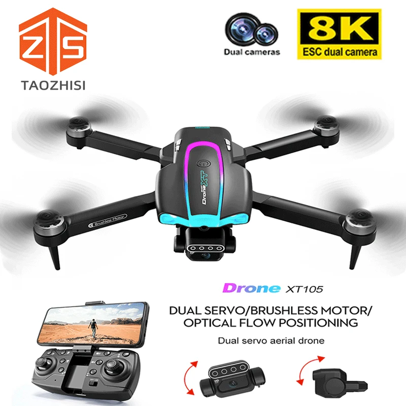 

Новый XT105 Rc Дрон 2.4G WIFI FPV 4K Двухосевая панорамная HD камера 22 минуты Время полета Бесщеточный складной бесщеточный мотор Квадрокоптер Игрушки