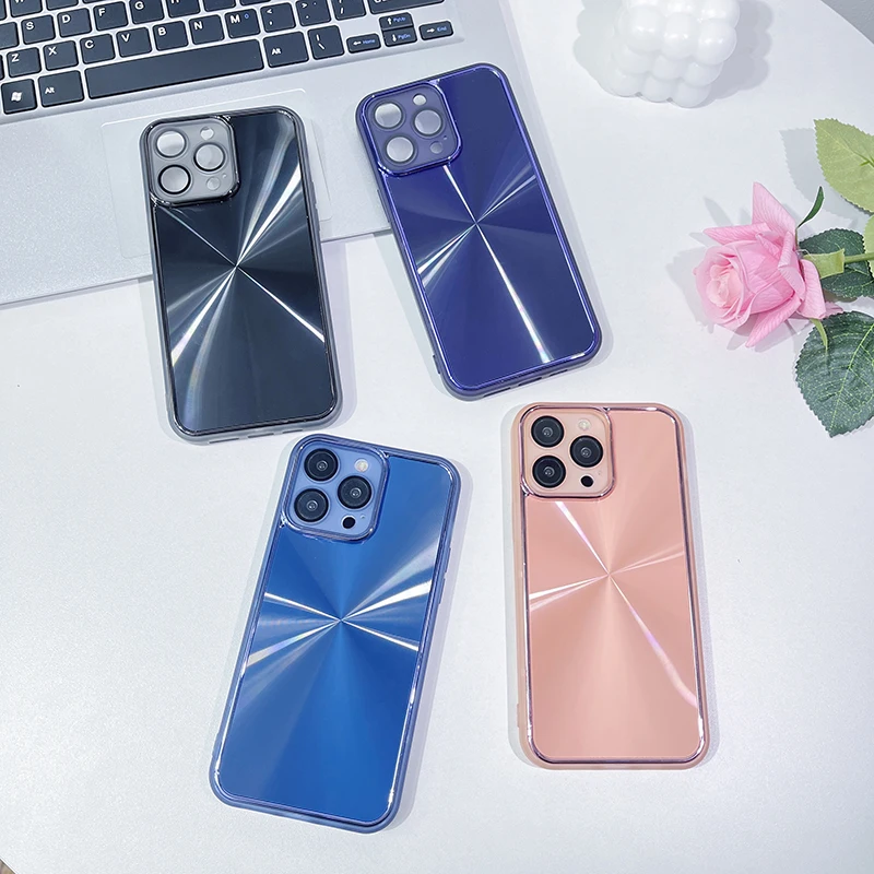 

Aurora Bling Laser Camera Protection Plating Case for iPhone 11 12 13 14 Pro Max Silicone Shockproof Hard Luxury Armor Cover