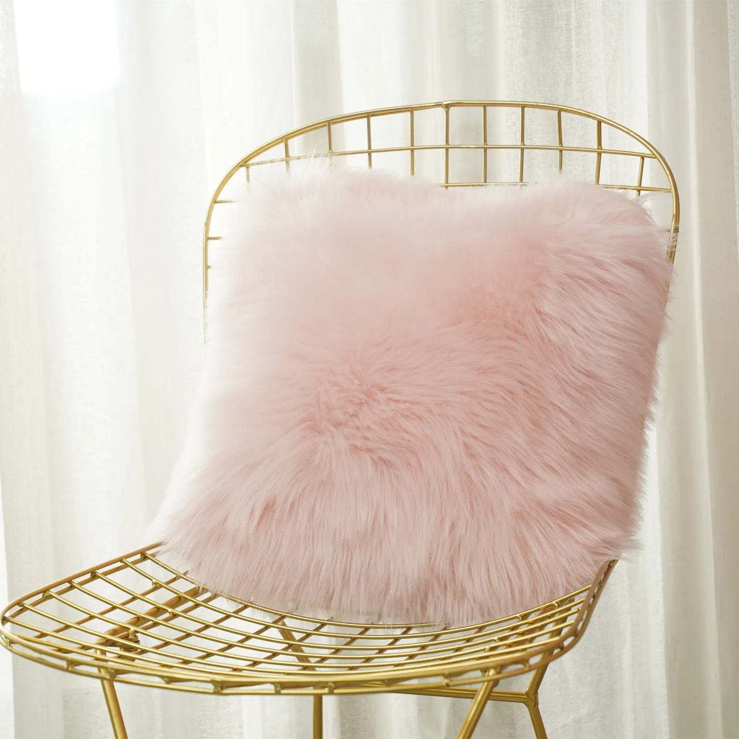 

new Artificial Wool Fur Sheepskin Cushion Cover Hairy Faux Plain Fluffy Soft Throw Pillowcase Washable Solid Pillow Case