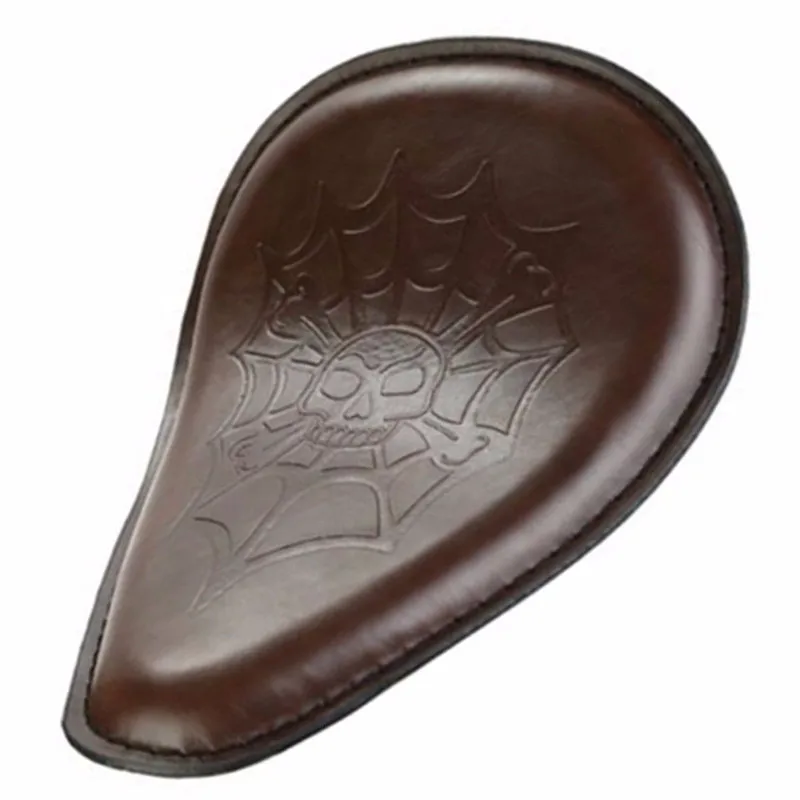 

Brown Leather Skull Slim Solo Seat For Harley Honda Kawasaki Suzuki Retro XL CB