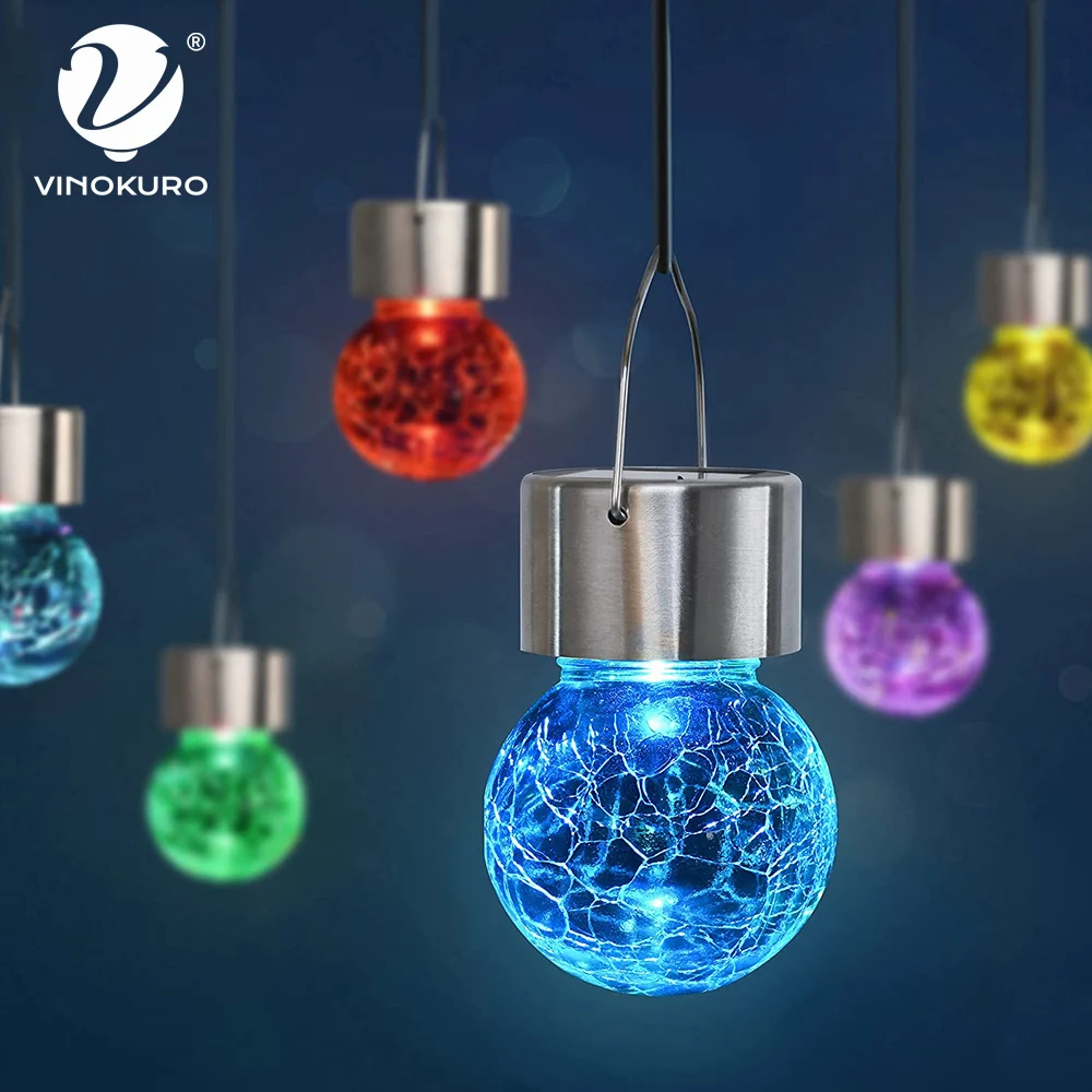 

Solar Light Outdoor LED Cracked Glass Bulb Light Decoration Solar Lantern Waterproof Lighting Garden Fence Holiday Decoration