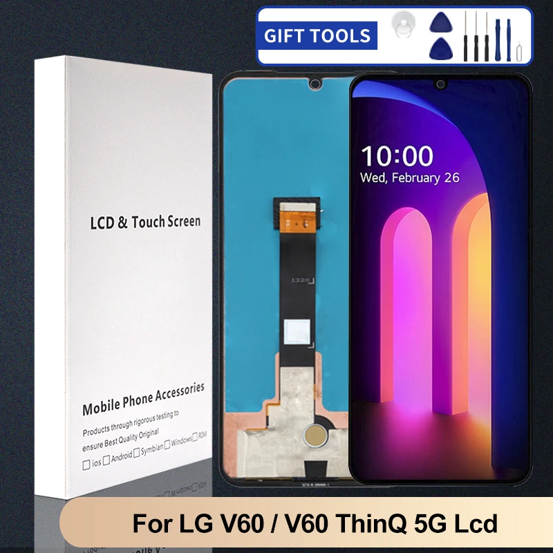 

1Pcs 6.8 Inch V60 ThinQ 5G Display For LG V60 LCD Touch Screen Digitizer LM-V600 A001LG Assembly Free Shipping With Tools