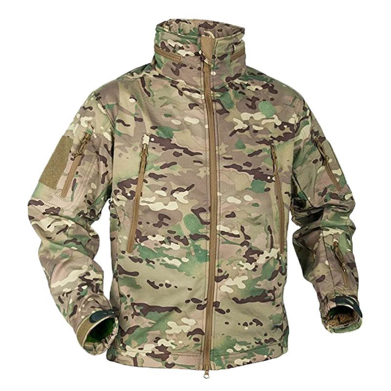 2022Winter Military Fleece Jacket Men Soft shell Tactical Waterproof Army Camouflage Coat Airsoft Clothing Multicam Windbreakers
