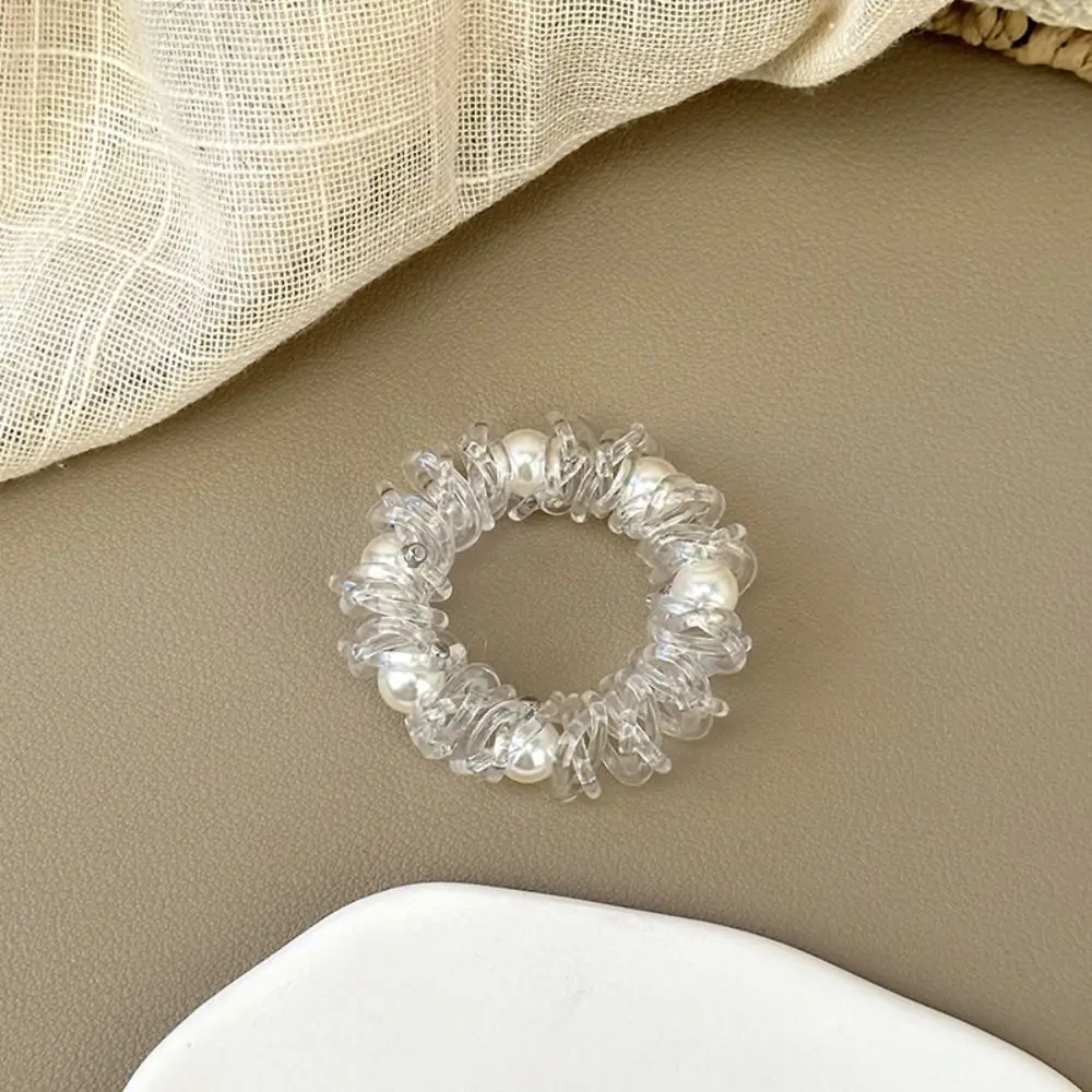 Модные жемчужные резинки для волос прозрачная утолщенная телефонная проволока
