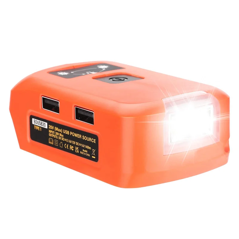 

Адаптер для литиевой батареи Black and Decker, 20 в, USB-зарядное устройство, быстрая работа, с двойным USB-зарядным устройством и портом 12 В