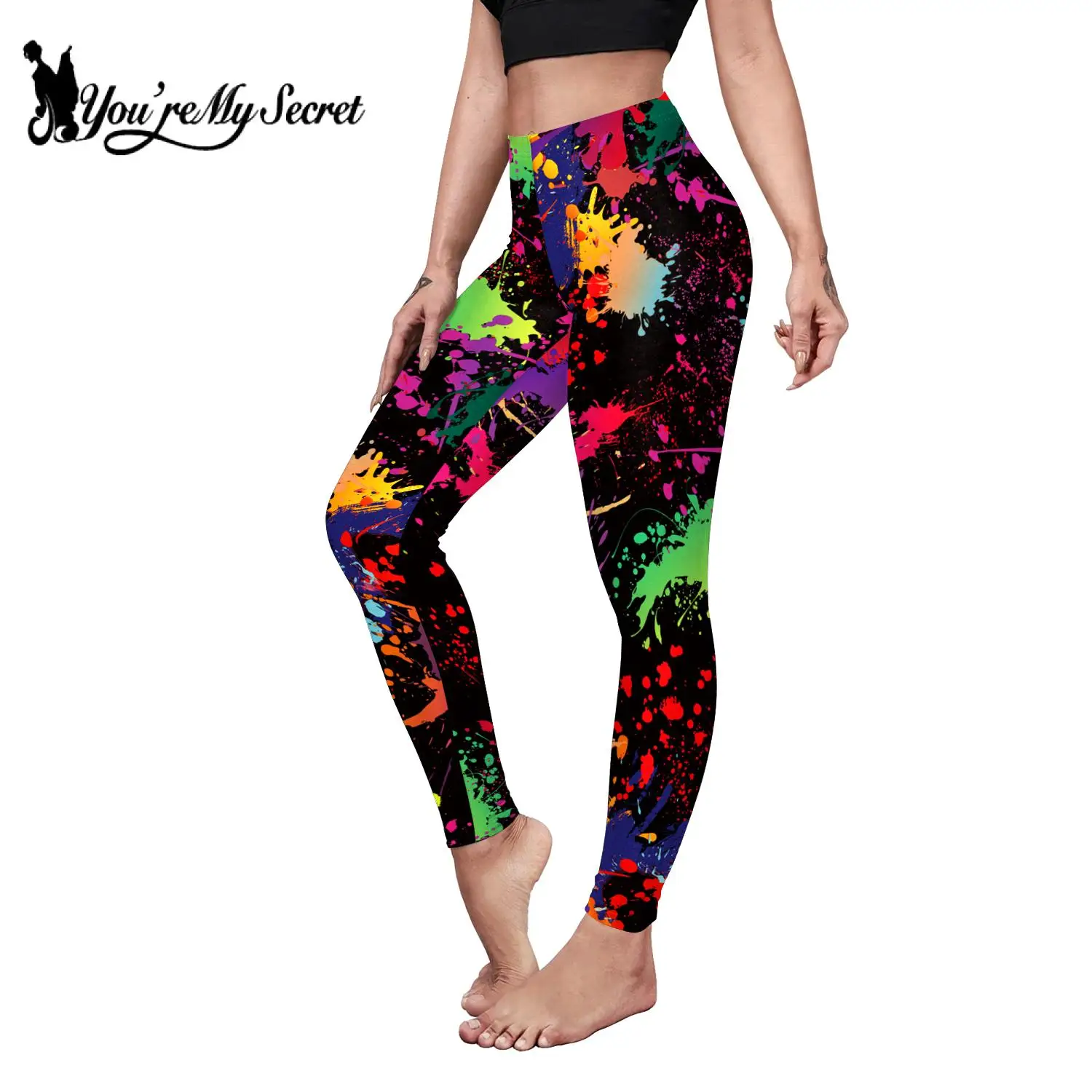 

[You're My Secret] Fashion Colorful Leggings 3D Digital Print Woman Sexy Stretch Pant Slim High Waist Legging Fitness Leggins